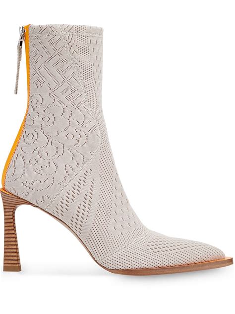 Fendi Fframe Jacquard Pointed Toe Boots 